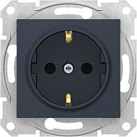 Розетка с заземлением без рамки Schneider Electric Sedna 1-м. шторки графит картинка